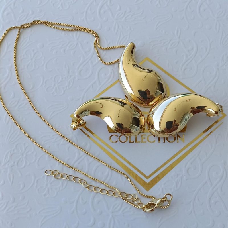 Conjunto Colar e Brincos Vírgula
